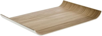 HUBERT Serving Tray Wood-Look Melamine White and Light Brown - 14 1/8" L x 10 1/8" W x 1 1/5" H