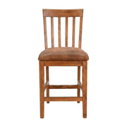Light Brown Slatback Barstool Set by Starlight Canyon Home – Solid Wood, Mindi, Sinkai, Brown, Pack of 2