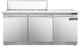 DL72-12C-FB Designer Line Sandwich Unit, 72" W, With 12 Pan Top Openings, 19" Cutting Board & Front Breathing