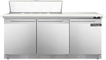 DL72-12C-FB Designer Line Sandwich Unit, 72" W, With 12 Pan Top Openings, 19" Cutting Board & Front Breathing