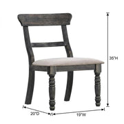 Fabric-Upholstered Wood Side Chair by Furnifact – Wood, Light Brown/Weathered Gray, Pack of 2