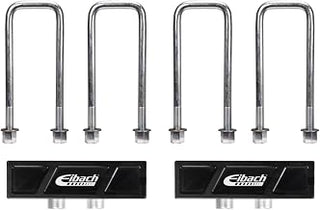 Eibach Leaf Spring Block, 1 in Height, Hardware/U-Bolts, Aluminum, Black Anodized, compatible with GM Fullsize Truck 2014-25, Kit