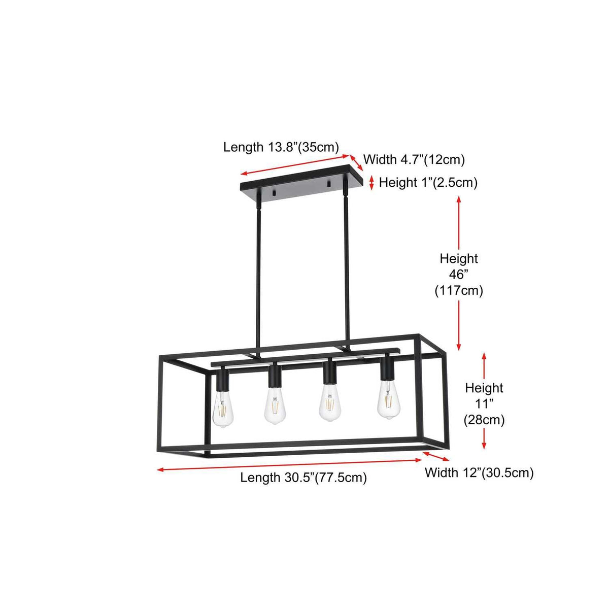 Judah Four Light Pendant Black by Lighting Design – Iron, Black