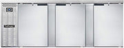BBC90-SS Three Section Refrigerated Back Bar Cooler, 90" W x 34-3/4"H, Stainless Steel Exterior