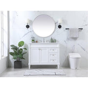 42 in. Bennett Single Bathroom Vanity by Elegant Decor – 42"Lx21"Wx35"H, Wood, White, Model VF31842WH