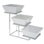 Cerve Collection Chrome 3-Tiered Buffet Stand for Bowls - 8"L x 20 1/2"W x 14"H by HUBERT – Metal, Grey