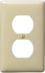 Hubbell NP8I 1-Gang Duplex Receptacle Wall Plate, 2.88"w x 4.63"h, Unbreakable Nylon Outlet Cover, Ivory