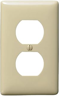 Hubbell NP8I 1-Gang Duplex Receptacle Wall Plate, 2.88"w x 4.63"h, Unbreakable Nylon Outlet Cover, Ivory