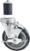 BK Resources 5" Polyurethane 1-1/2" Expanding Stainless Steel Stem Swivel Caster for Work Tables with Top Lock Brake, NSF, 300lb Capacity Per Wheel