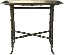 Starlight Canyon Home Distressed Tray Table, Transitional Aluminum Metal Side Table for Living Room and Family Room in Brown Finish