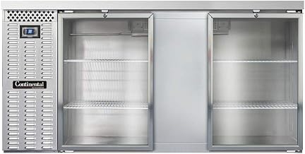 BBC69-SS-GD Two Section Glass Door Refrigerated Back Bar Cooler, 69" W x 34-3/4"H, Stainless Steel Exterior