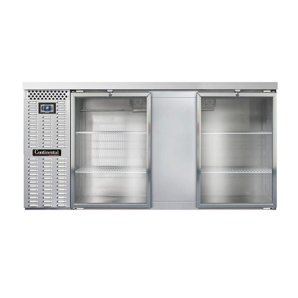 BBC69-SS-GD Two Section Glass Door Refrigerated Back Bar Cooler by Continental Refrigerator – Commercial Grade