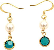 Crystal Channel Drop Dangle Earring - Emerald Color