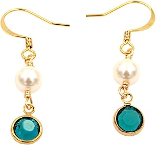 Crystal Channel Drop Dangle Earring - Emerald Color