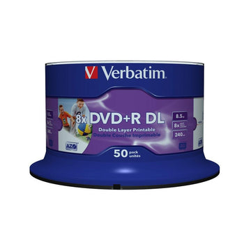 43703 50 DVD+R 8X Double Layer Printable by Verbatim – 50er-Pack Spindle, black, Pack of 50, Model 0023942437031