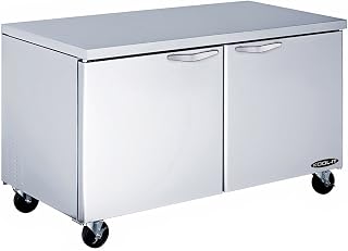 Kool-It KUCF-48-2 Stainless Steel Undercounter Double Door Freezer, 51" Width x 36" Height x 33-1/2" Depth