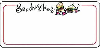 HUBERT White 12-Up Laser Labels Imprinted Sandwiches - 3 1/2" L x 1 5/8" H, 780 per Pack