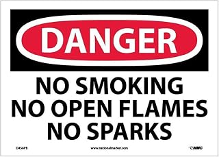 National Marker D458AB Red/Black/White Standard Aluminum "Danger NO Smoking NO Open Flames NO Sparks" Sign, 10" Length x 14" Width