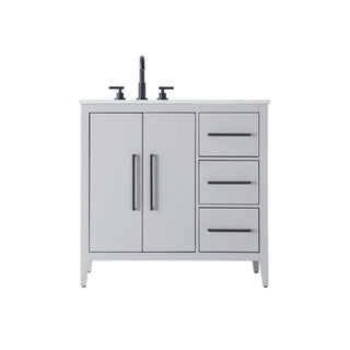 Grey Millie Bathroom Vanity by by Elegant Lighting – Solid wood and MDF, Gray, Model VF29336GR