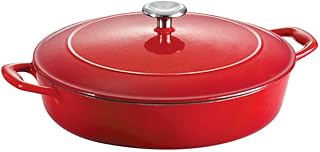 Tramontina Bestow Enameled Cast Iron 4-Qt Braiser Pan with Lid, Red