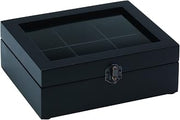 Service Ideas TB006 Wooden Tea Storage Chest Box with 6 Compartments. Black