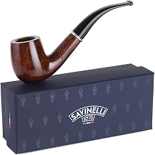 Savinelli Pipes Arcobaleno Collection: Colorful Wood Briar Pipe (Brown) | Polished & Handmade in Italy, Bent Billiard Shaping, 606 KS, 6mm