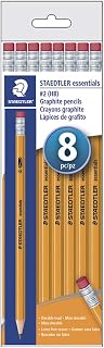 STAEDTLER Essentials HB #2 Yellow Wood Graphite Pencils, with latex-free pink eraser, 8 Pack, 13251PB8A6