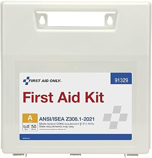 First Aid Only 91329: 50 Person Ansi 2021 Class A, Plastic First Aid Kit with Dividers