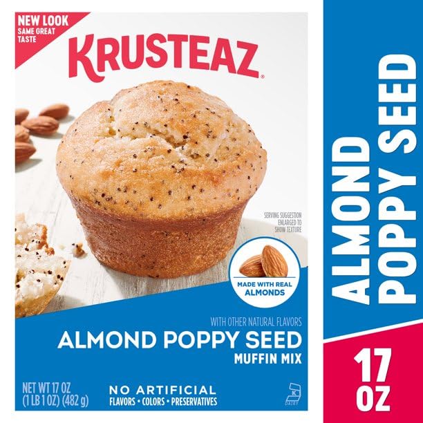 Krusteaz Almond Poppy Seed / 17 Ounce (Pack of 2) / 2 Muffins & Quickbreads