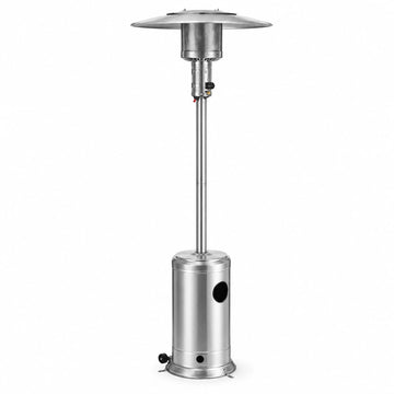 Glownary Stainless Steel Propane Patio Heater – 47,000 BTU, Silver, 87-Inch Height, 20 Ft Coverage, Portable, Outdoor Use