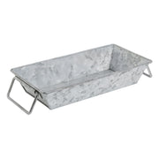 Galvanized Metal Serving Pan Rectangular - 10"L x 5"W x 2"H by HUBERT – 10" x 5" x 2", Metal, Silver, Model DS-36951B