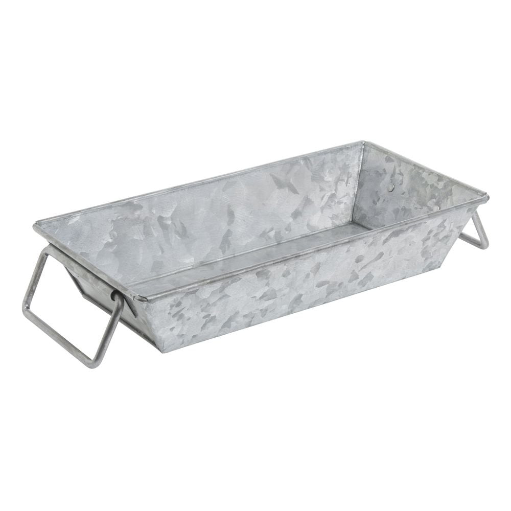 Galvanized Metal Serving Pan Rectangular - 10"L x 5"W x 2"H by HUBERT – 10" x 5" x 2", Metal, Silver, Model DS-36951B