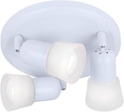 Canarm Omni 3-Light White Track Light, Adjustable Heads with Frosted Swirl Glass, Transitional Ceiling or Wall Mounted Fixture