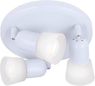 Canarm Omni 3-Light White Track Light, Adjustable Heads with Frosted Swirl Glass, Transitional Ceiling or Wall Mounted Fixture