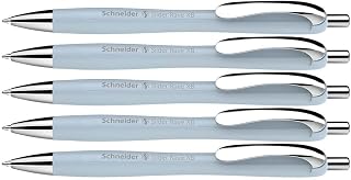 Schneider Trend Limited Edition Slider Rave Colors, XB (Extra Broad) Ballpoint Pen, Refillable + Retractable, 1.4 mm, Arctic Blue Barrel, Blue Ink, Box of 5 Pens (132553)