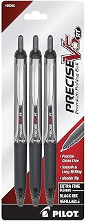 PILOT Precise V5 RT Rolling Ball Pens, Black Ink, 0.5mm, 3-Pack