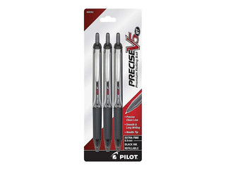 Precise V10 RT Retractable Ball Pens by PILOT – 3 Count (Pack of 1), Metal, Black, Model 26052