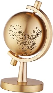 BESPORTBLE Rotating Small Brass Globe with Base Compact Desktop Globe Decoration for Home Office Classroom Tabletop Ornament with Fine Texture and Stable Stand