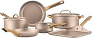 Farberware Radiant Nonstick Cookware/Pots and Pan Set with Lids and Prestige Kitchen Cooking Tools, Dishwasher Safe, 12 Piece, Champagne