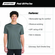 Unisex Posi-UV Pro Tee | Men's and Women's Athletic Fit Workout T-Shirt by SPORT-TEK – X-Large, Cotton, White, Model 1368595