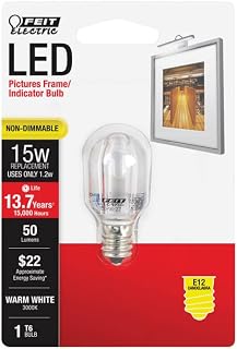 Feit Electric BPT6/SU/LED 1.5 Watt T6 E12 Warm White LED Non-Dimmable Light Bulb