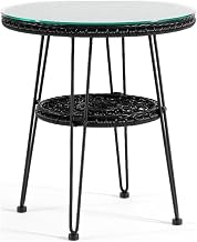 Furniture of America Muse & Lounge Co. Serene Wicker/Rattan Round Outdoor Coffee Table in Black