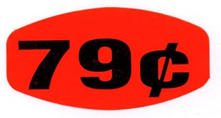 79¢ Price Label Red Grabber Grocery Store Labels Black Imprint - 1 3/8" L x 7/8" H 1000 Per Roll