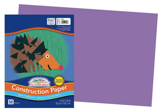 Construction Paper by Pacon – 12" x 18", Paper, Violet, Pack of 50, Model 7207