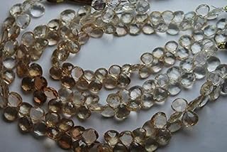 LKBEADS 8 Inches Strand, AAA Natural Imperial Brown Topaz Faceted Heart Briolettes 8-9mm Code-HIGH-52325