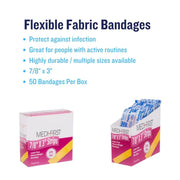 Products Extra Heavy Weight Latex Free Flexible Woven Strip Bandages by Medique – 50 Count (Pack of 1), Latex, Natural, Model 61450