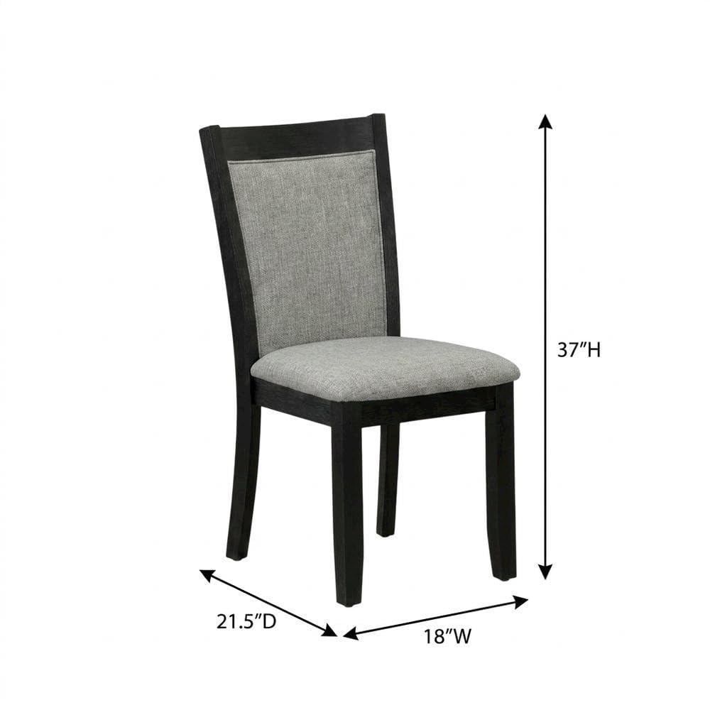Solid Wood Mid-Century Dining Chairs with -Upholstered High Back by Furnifact – Wood, Linen, Pack of 2