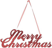 Creative Converting 12 Count Christmas Glitter Sign with Ribbon Hanger, Red