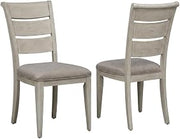 Starlight Canyon Home Linen-Upholstered Ladder Back Side Chairs Set of 2, Farmhouse Upholstered Dining Chairs for Kitchen Dining Room, White