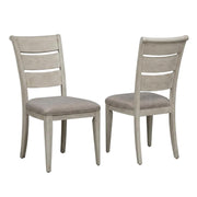 Linen-Upholstered Ladder Back Side Chairs Set of by Starlight Canyon Home – Solid + Manufactured Wood, White, Pack of 2